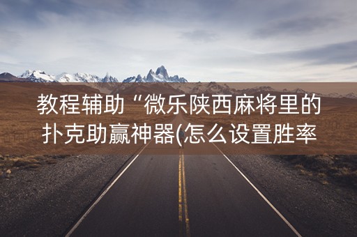 教程辅助“微乐陕西麻将里的扑克助赢神器(怎么设置胜率)