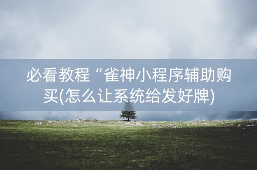 必看教程“雀神小程序辅助购买(怎么让系统给发好牌)