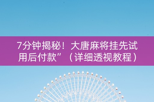 7分钟揭秘！大唐麻将挂先试用后付款”（详细透视教程）-哔哩哔哩