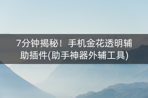 7分钟揭秘！手机金花透明辅助插件(助手神器外辅工具)