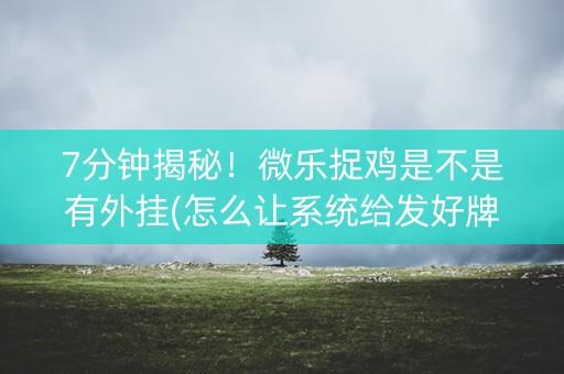 7分钟揭秘！微乐捉鸡是不是有外挂(怎么让系统给发好牌)