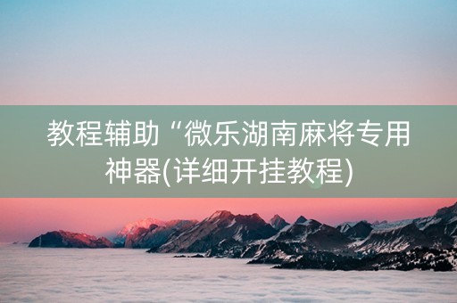 教程辅助“微乐湖南麻将专用神器(详细开挂教程)
