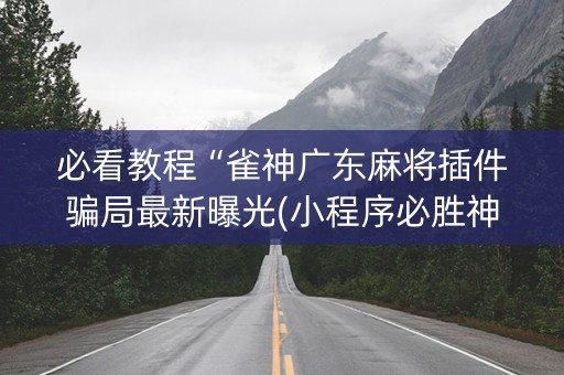 必看教程“雀神广东麻将插件骗局最新曝光(小程序必胜神器)