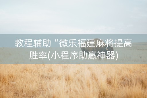 教程辅助“微乐福建麻将提高胜率(小程序助赢神器)