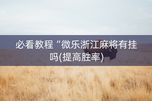 必看教程“微乐浙江麻将有挂吗(提高胜率)
