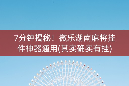 7分钟揭秘！微乐湖南麻将挂件神器通用(其实确实有挂)