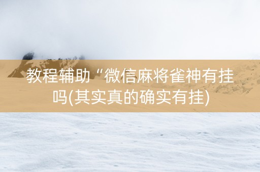 教程辅助“微信麻将雀神有挂吗(其实真的确实有挂)
