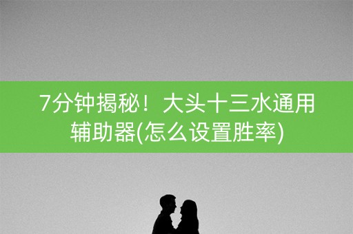 7分钟揭秘！大头十三水通用辅助器(怎么设置胜率)