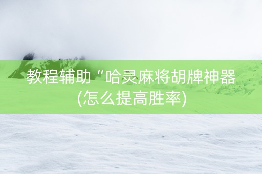 教程辅助“哈灵麻将胡牌神器(怎么提高胜率)