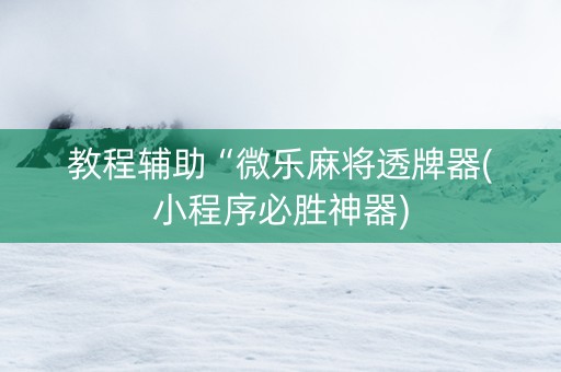 教程辅助“微乐麻将透牌器(小程序必胜神器)