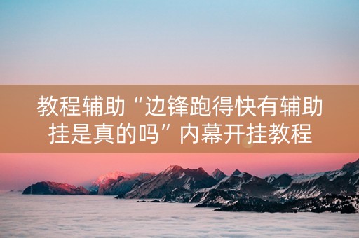 教程辅助“边锋跑得快有辅助挂是真的吗”内幕开挂教程
