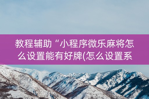 教程辅助“小程序微乐麻将怎么设置能有好牌(怎么设置系统给你好牌)