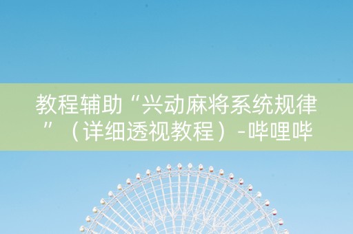 教程辅助“兴动麻将系统规律”（详细透视教程）-哔哩哔哩