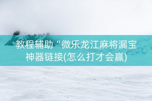 教程辅助“微乐龙江麻将漏宝神器链接(怎么打才会赢)