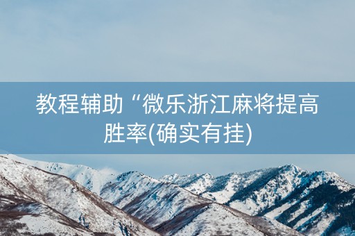 教程辅助“微乐浙江麻将提高胜率(确实有挂)