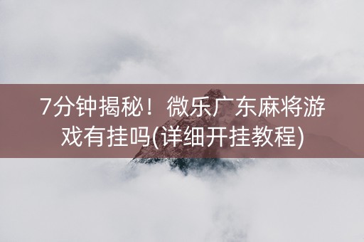 7分钟揭秘！微乐广东麻将游戏有挂吗(详细开挂教程)