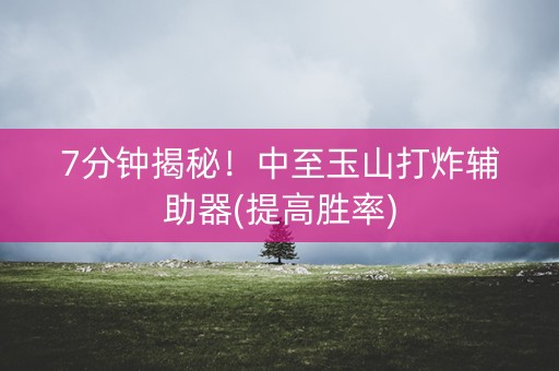 7分钟揭秘！中至玉山打炸辅助器(提高胜率)