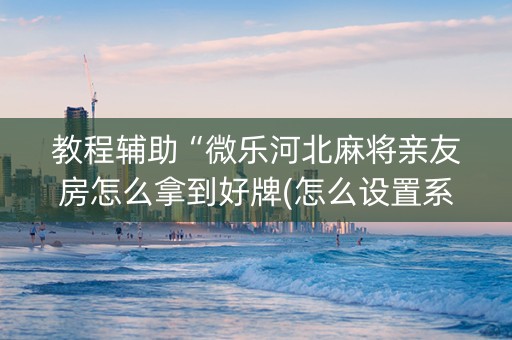教程辅助“微乐河北麻将亲友房怎么拿到好牌(怎么设置系统给你好牌)