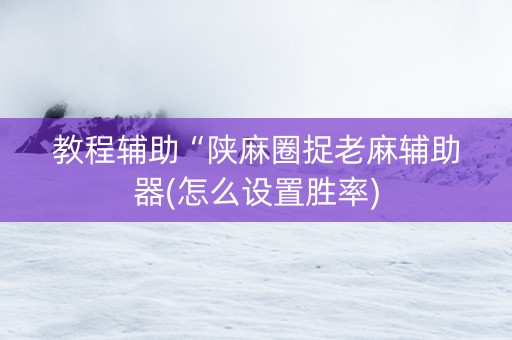 教程辅助“陕麻圈捉老麻辅助器(怎么设置胜率)