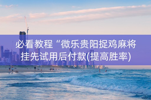 必看教程“微乐贵阳捉鸡麻将挂先试用后付款(提高胜率)