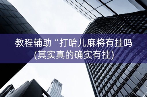 教程辅助“打哈儿麻将有挂吗(其实真的确实有挂)