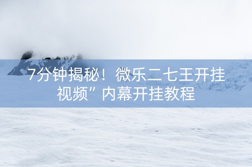 7分钟揭秘！微乐二七王开挂视频”内幕开挂教程