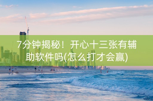 7分钟揭秘！开心十三张有辅助软件吗(怎么打才会赢)
