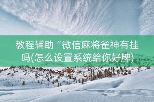 教程辅助“微信麻将雀神有挂吗(怎么设置系统给你好牌)