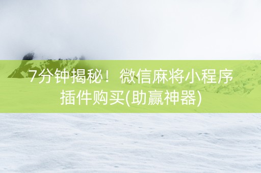 7分钟揭秘！微信麻将小程序插件购买(助赢神器)