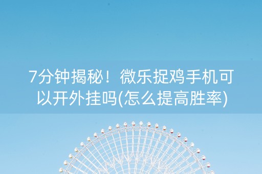 7分钟揭秘！微乐捉鸡手机可以开外挂吗(怎么提高胜率)