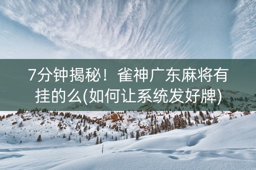 7分钟揭秘！雀神广东麻将有挂的么(如何让系统发好牌)