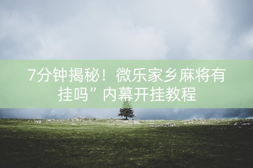 7分钟揭秘！微乐家乡麻将有挂吗”内幕开挂教程
