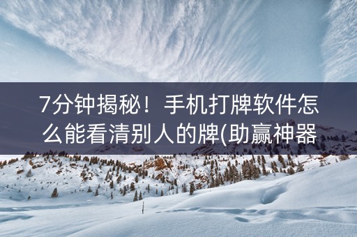 7分钟揭秘！手机打牌软件怎么能看清别人的牌(助赢神器)