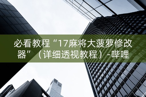 必看教程“17麻将大菠萝修改器”（详细透视教程）-哔哩哔哩