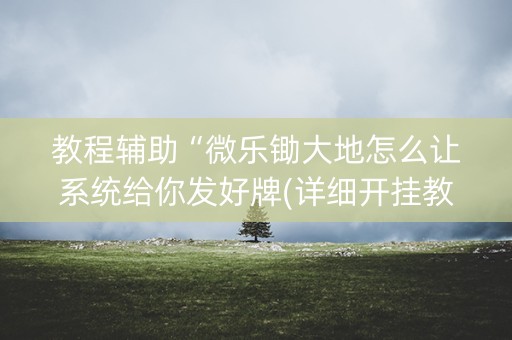 教程辅助“微乐锄大地怎么让系统给你发好牌(详细开挂教程)