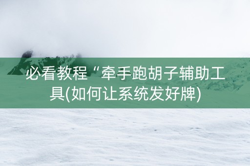 必看教程“牵手跑胡子辅助工具(如何让系统发好牌)