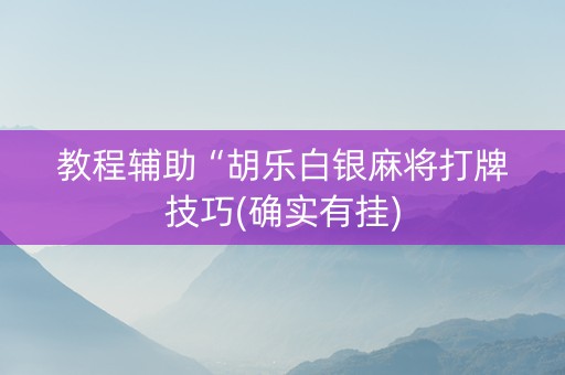 教程辅助“胡乐白银麻将打牌技巧(确实有挂)
