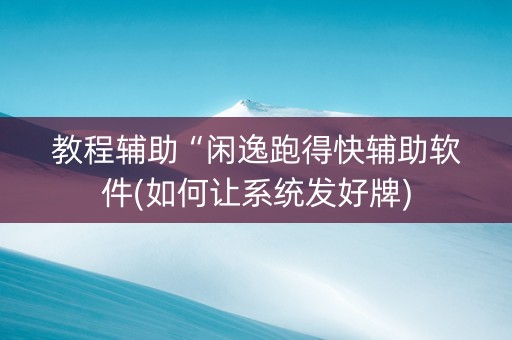 教程辅助“闲逸跑得快辅助软件(如何让系统发好牌)