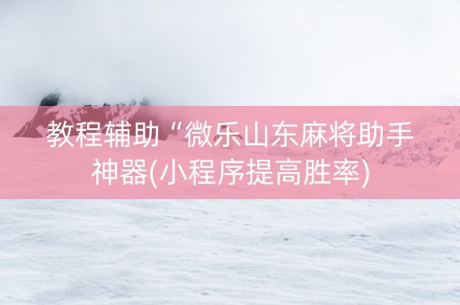 教程辅助“微乐山东麻将助手神器(小程序提高胜率)