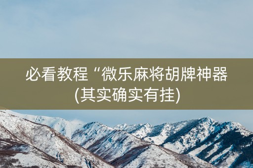 必看教程“微乐麻将胡牌神器(其实确实有挂)