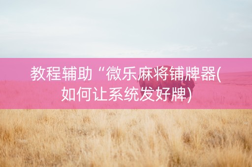 教程辅助“微乐麻将铺牌器(如何让系统发好牌)