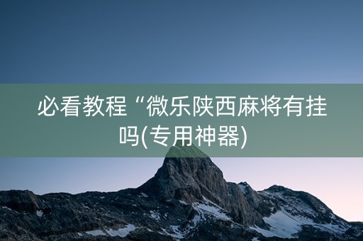 必看教程“微乐陕西麻将有挂吗(专用神器)