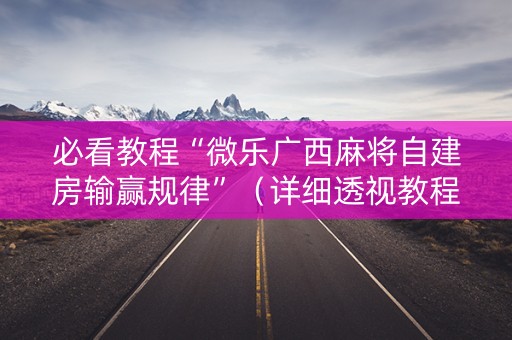 必看教程“微乐广西麻将自建房输赢规律”（详细透视教程）-哔哩哔哩
