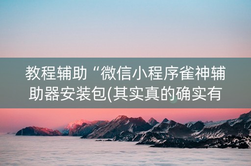 教程辅助“微信小程序雀神辅助器安装包(其实真的确实有挂)