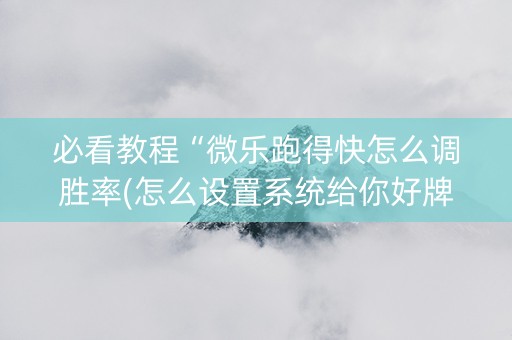 必看教程“微乐跑得快怎么调胜率(怎么设置系统给你好牌)