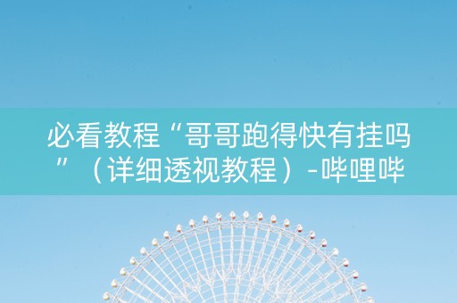 必看教程“哥哥跑得快有挂吗”（详细透视教程）-哔哩哔哩