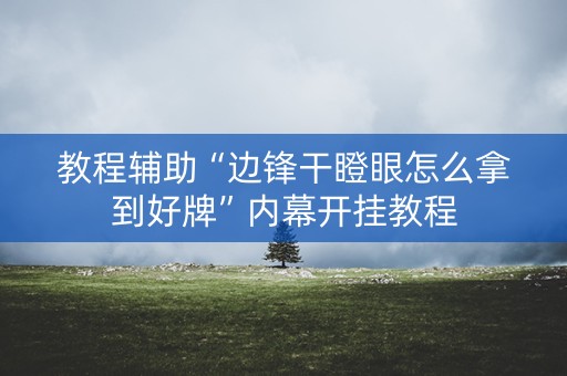 教程辅助“边锋干瞪眼怎么拿到好牌”内幕开挂教程