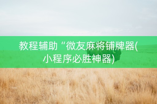 教程辅助“微友麻将铺牌器(小程序必胜神器)