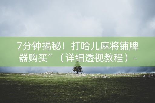 7分钟揭秘！打哈儿麻将铺牌器购买”（详细透视教程）-哔哩哔哩