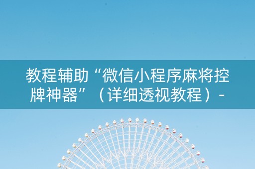 教程辅助“微信小程序麻将控牌神器”（详细透视教程）-哔哩哔哩